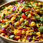 Chopped Thai-Inspired Chickpea Salad with Curry Peanut Dressing