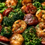 Honey Garlic Shrimp Sausage and Broccoli Stir Fry
