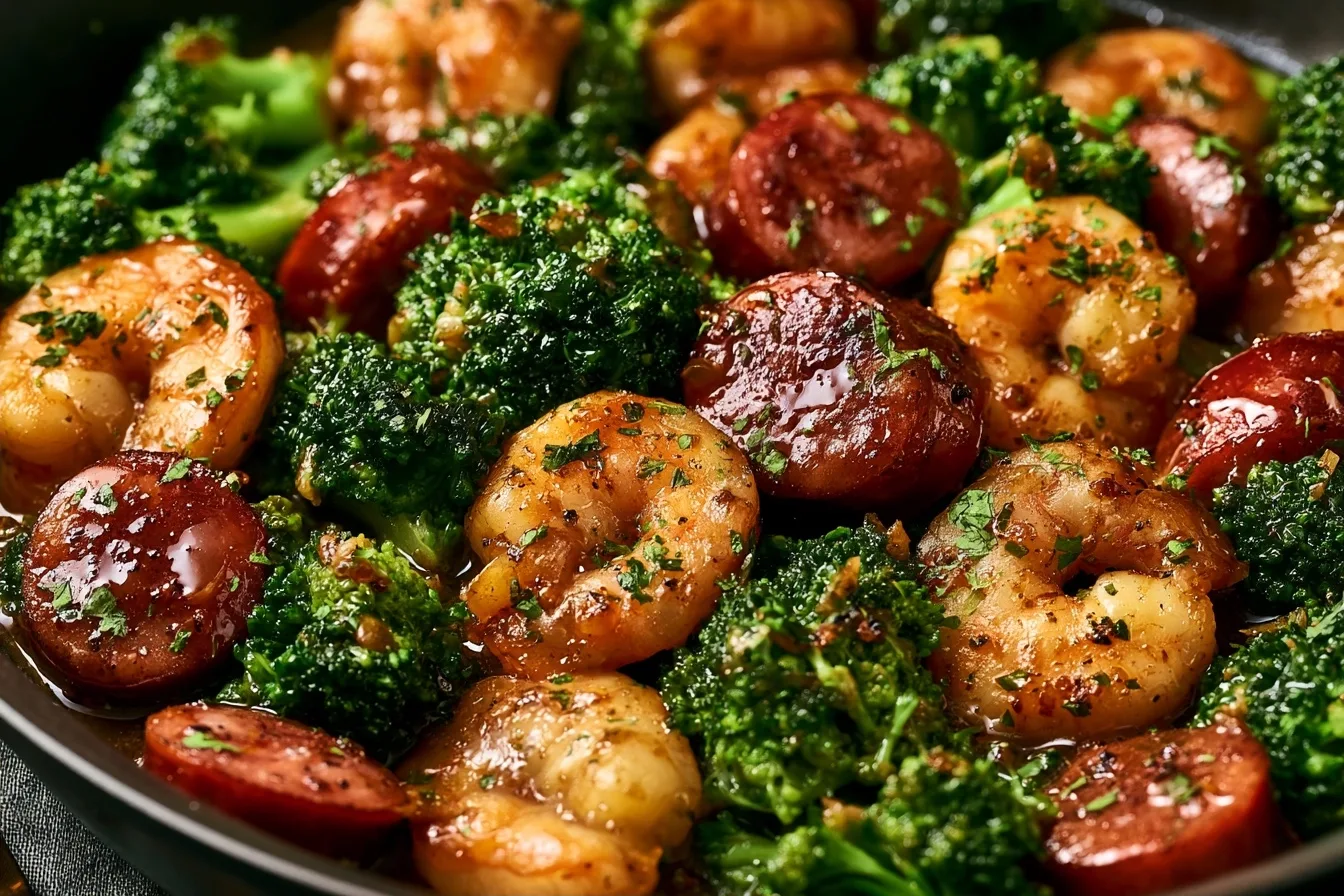 Honey Garlic Shrimp Sausage and Broccoli Stir Fry