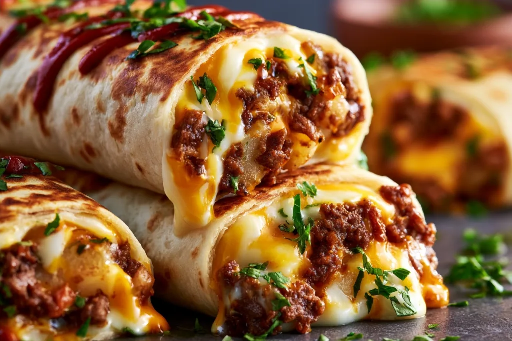 Cheesy Beef and Potato Burritos: A Hearty Homemade Meal